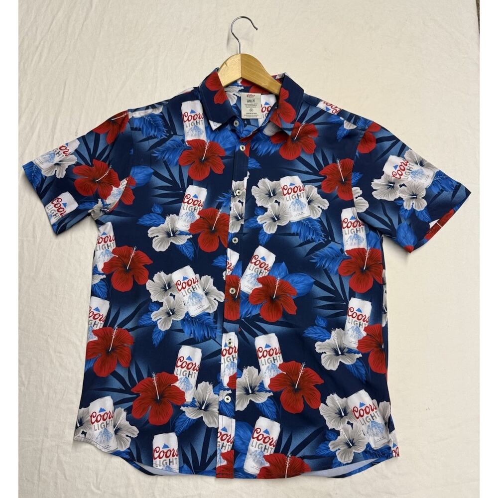 Coors Light Men's All Over Print shirt Button Down Shirt size M short sleeve